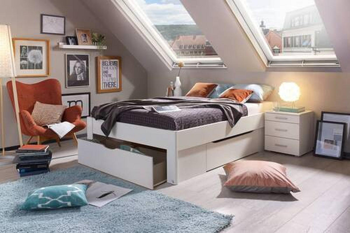 STAURAUMBETT 140/200 cm  in Weiß  - Weiß, MODERN, Holzwerkstoff (140/200cm) - Rauch Möbel