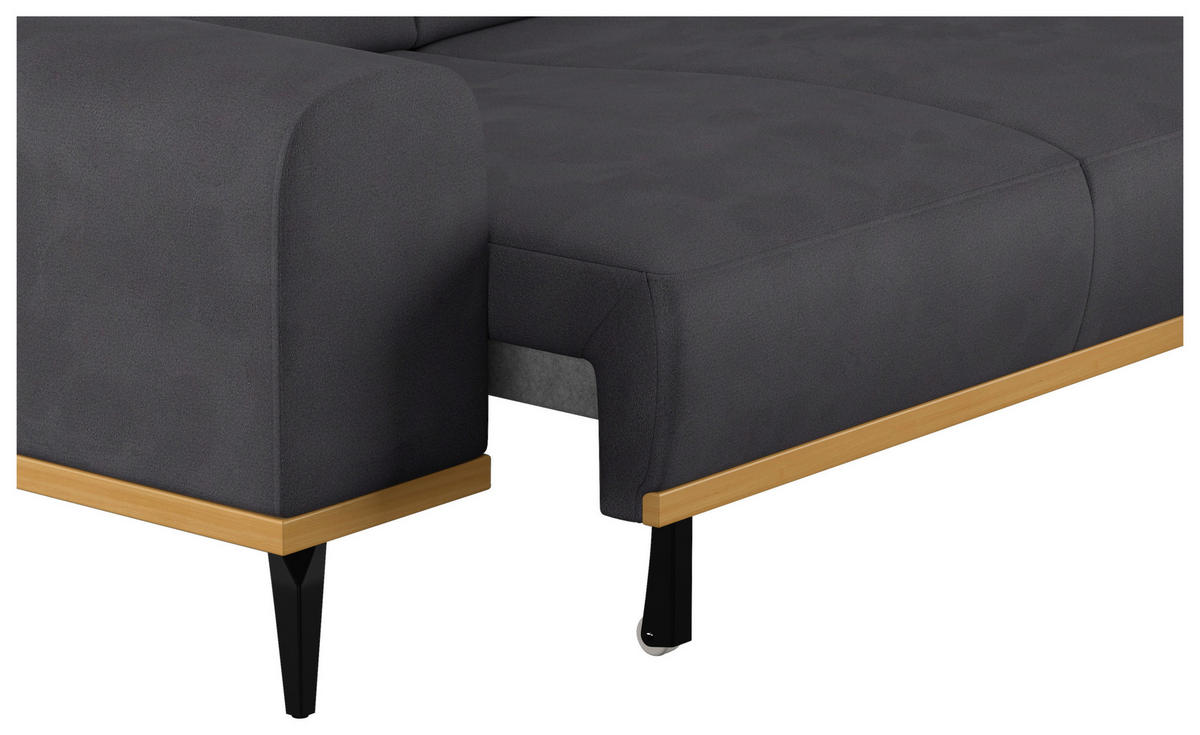 ECKSOFA in Mikrofaser Schwarz  244/157 cm  - Schwarz, KONVENTIONELL, Textil/Metall (244/157cm) - Cotta