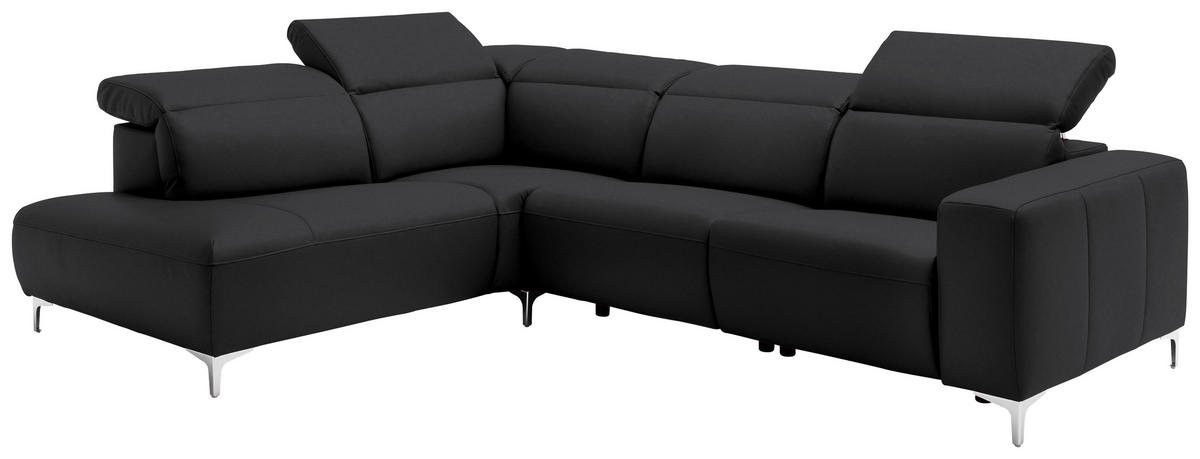 Freisteller von Pure Home Lifestyle ECKSOFA Schwarz Echtleder.