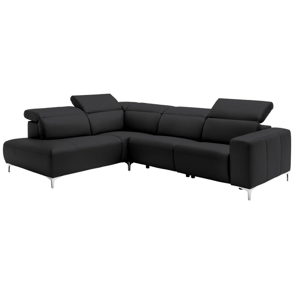 Thumbnail - Pure Home Lifestyle Ecksofa, Schwarz, Leder, Echtleder, Rindleder, Uni, 4-Sitzer, Ottomane links, L-Form, 290x223 cm, Bl...