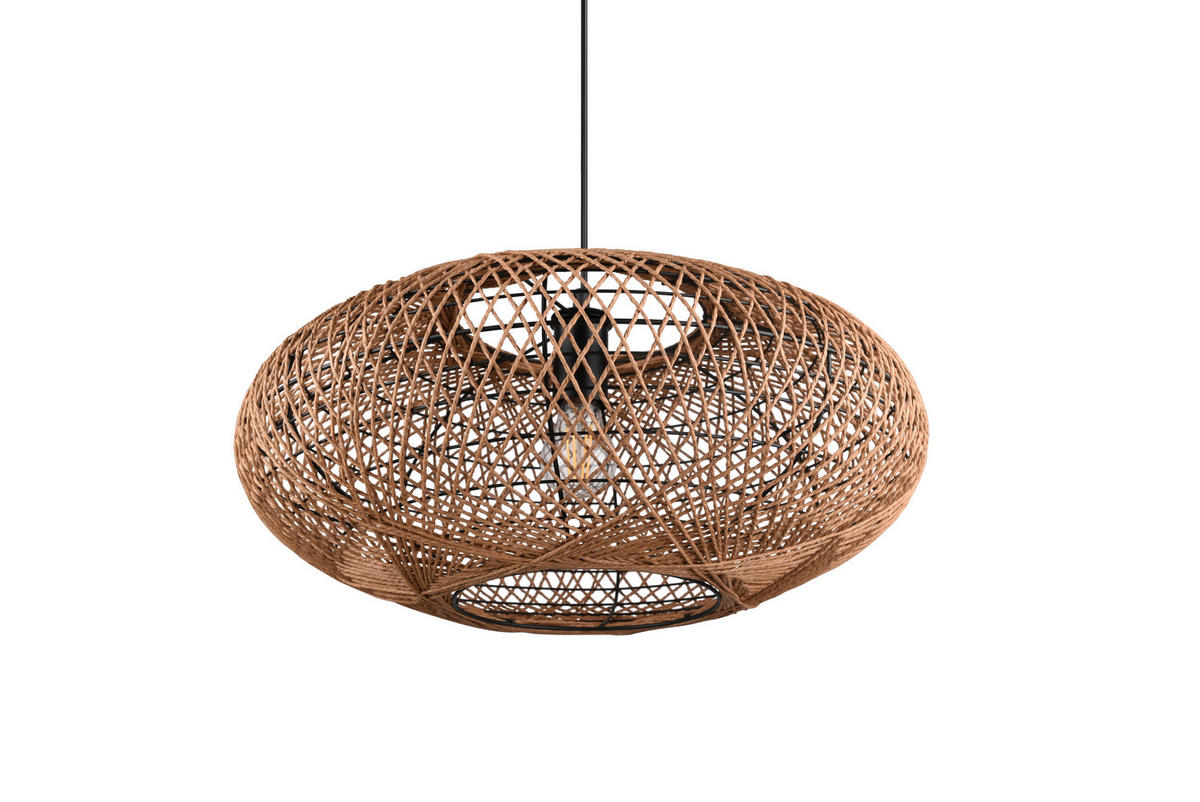 HÄNGLAMPA Hedda 52/150 cm  - brun/svart, Natur, metall/naturmaterial (52/150cm) - Trio Leuchten