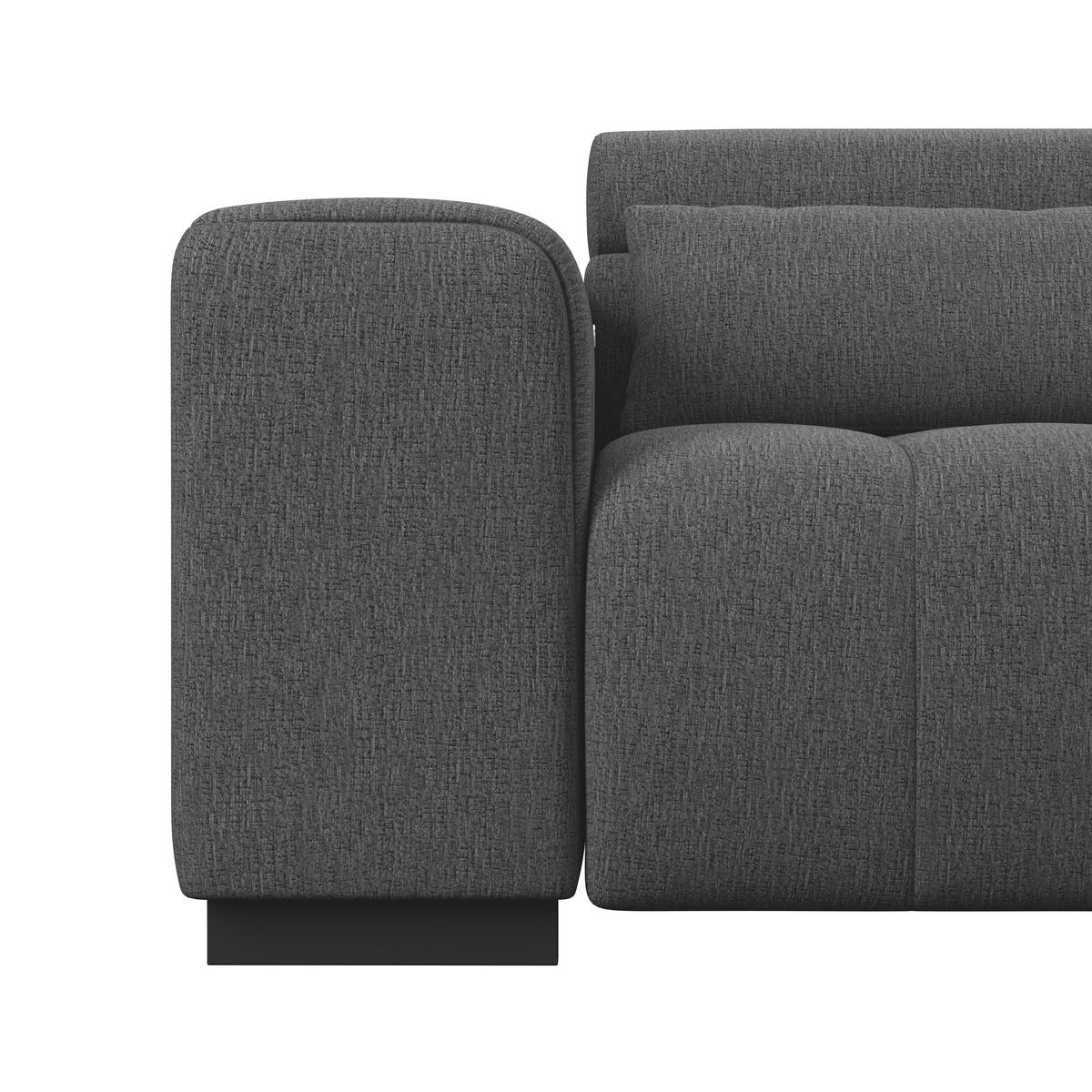 ECKSOFA MATERA Anthrazit Chenille, Struktur Nierenkissen, Kopfteilverstellung, Sitzvorzug  - Anthrazit/Schwarz, Trend, Holz/Textil (311/226cm) - MID.YOU