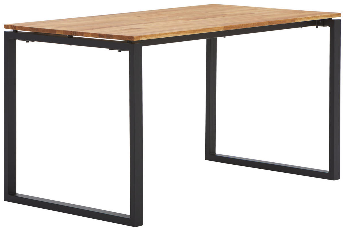 SCHREIBTISCH 140/80/75 cm  in Schwarz, Eichefarben  - Eichefarben/Schwarz, Natur, Holz/Metall (140/80/75cm) - Livetastic