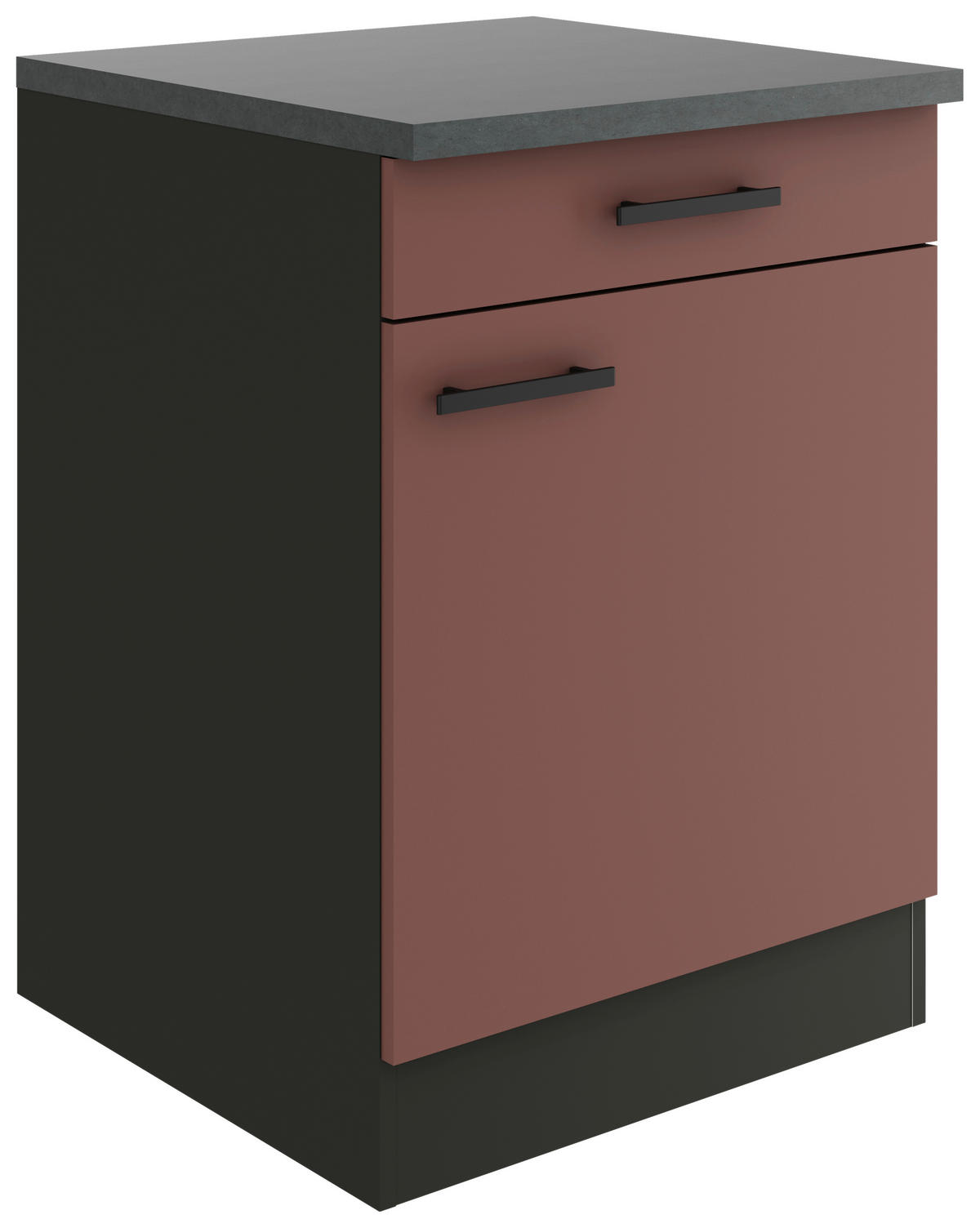 KÜCHENUNTERSCHRANK 60/84,8/60 cm  in Rotbraun  - Rotbraun/Anthrazit, Basics, Holzwerkstoff/Metall (60/84,8/60cm) - Optifit