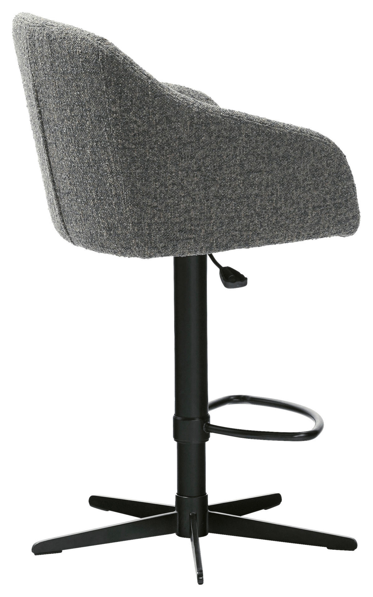 BARHOCKER Webstoff Blau, Schwarz Eisen Sitzfläche 360° drehbar, inklusive Armlehnen  - Blau/Schwarz, Design, Textil/Metall (54,5/88-108/53,5cm) - Cassando
