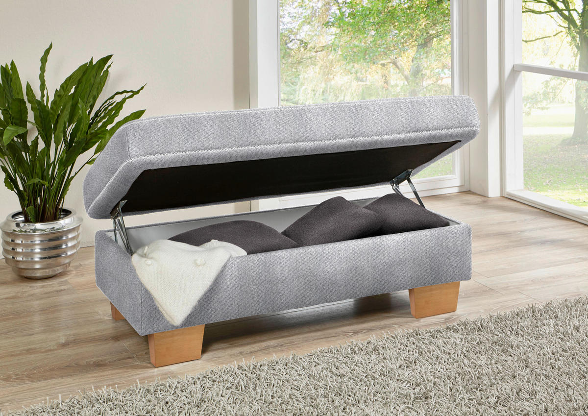 ECKSOFA in Mikrofaser Hellgrau  226/273 cm  - Eichefarben/Beige, Natur, Holz/Textil (226/273cm) - Beldomo System