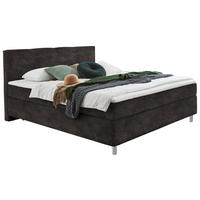 BOXSPRINGBETT 140/200 cm  in Graubraun  - Chromfarben/Graubraun, Konventionell, Kunststoff/Textil (140/200cm) - Hom`in