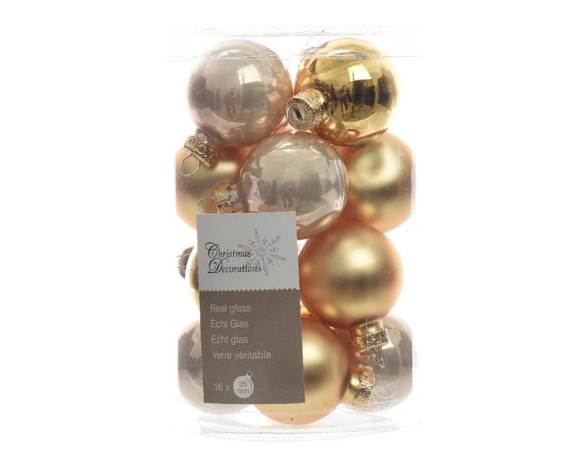 CHRISTBAUMKUGEL-SET 16-teilig  - Goldbraun, Basics, Glas (9/9/13cm)