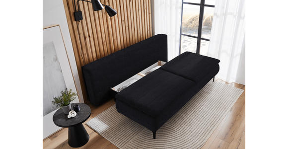 BOXSPRINGSOFA Flachgewebe Schwarz - Schwarz, KONVENTIONELL, Textil/Metall (204/93/100cm) - Novel
