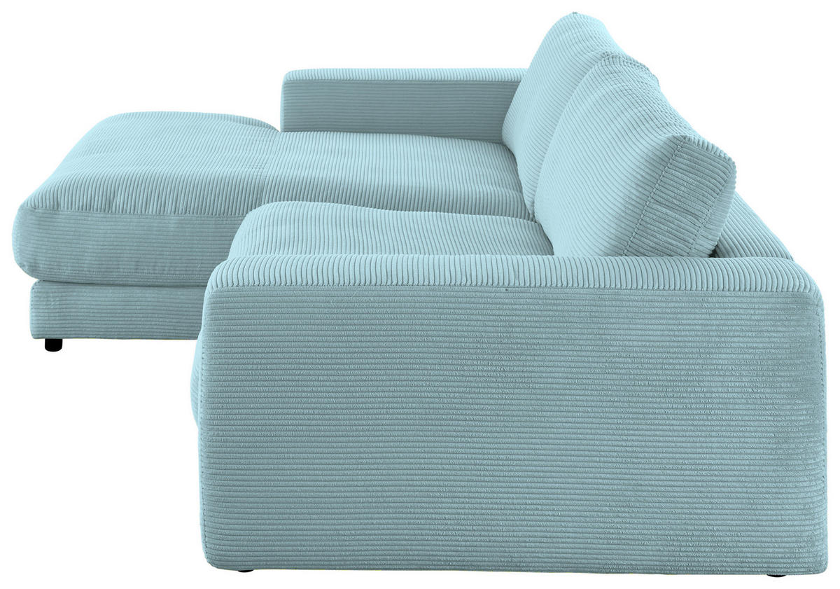 ECKSOFA in Cord Hellblau  - Schwarz/Hellblau, Design, Kunststoff/Textil (190/270cm) - Lomoco