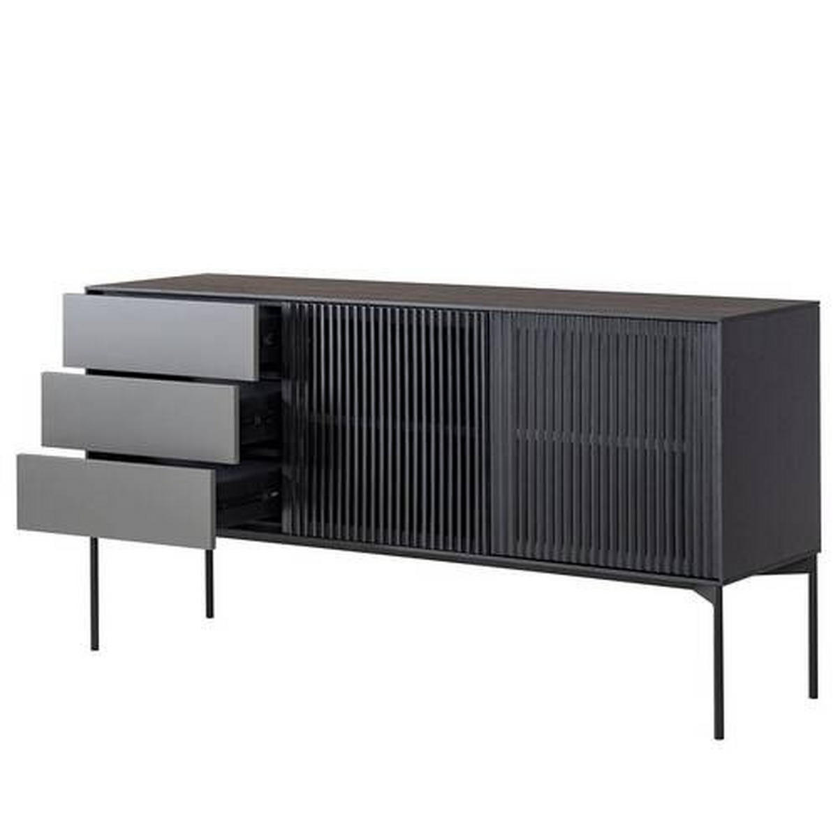 KOMODA, antracit, črna  - črna/antracit, Design, kovina/leseni material (160/82/45cm) - home24