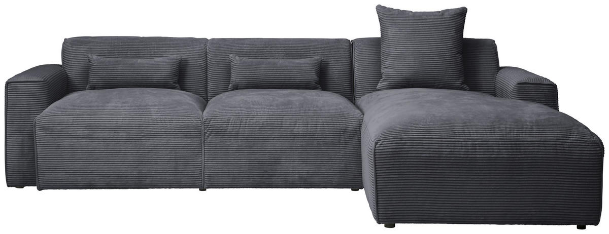 ECKSOFA Graphitfarben Cord  - Schwarz/Graphitfarben, Design, Kunststoff/Textil (303/196cm) - Livetastic