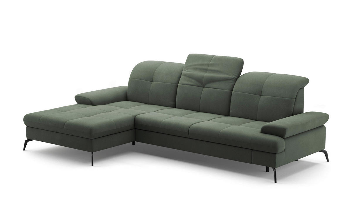 ECKSOFA in Flachgewebe Grün  - Schwarz/Grün, Konventionell, Textil/Metall (185/279cm) - Sit & More