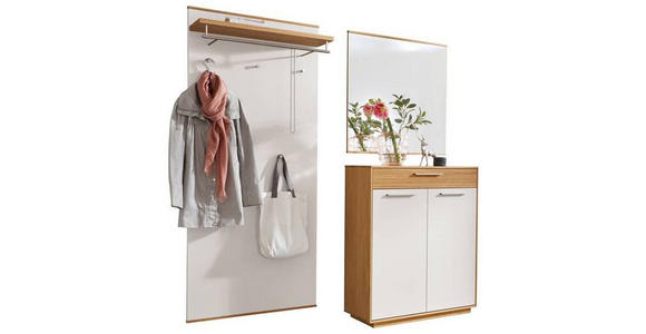 GARDEROBE 3-teilig in 180/195/37 cm - Eichefarben/Weiß, Design, Holz/Holzwerkstoff (180/195/37cm) - Novel