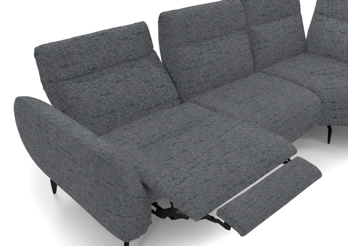 ECKSOFA in Webstoff Grau  290/223 cm  - Schwarz/Grau, Design, Textil/Metall (290/223cm) - Moderano