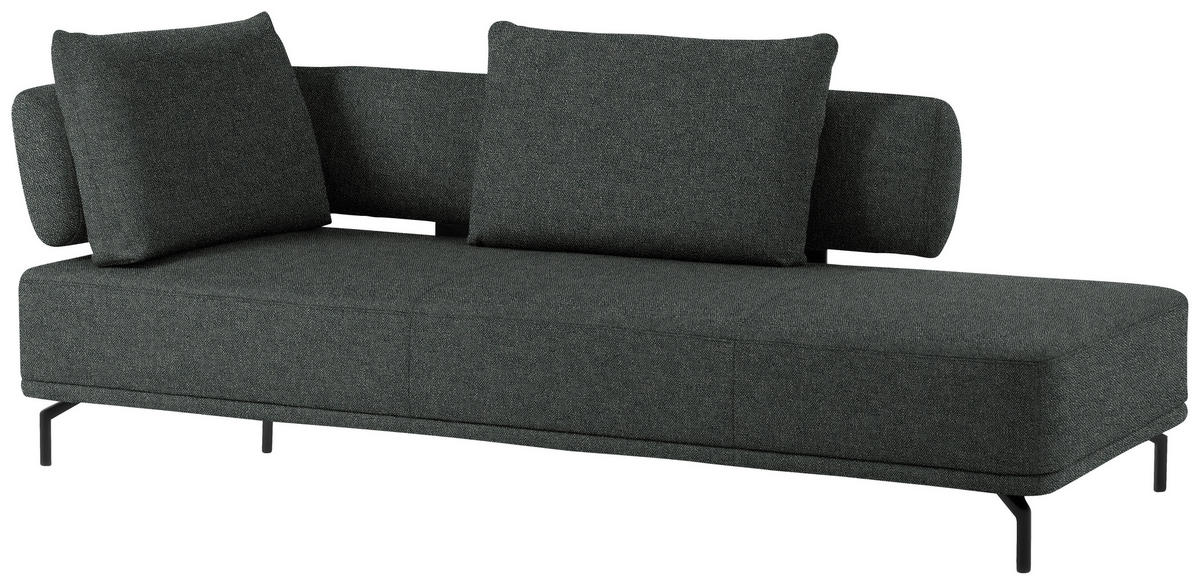 RÉCAMIERE Dunkelgrau Flachgewebe  - Dunkelgrau/Schwarz, Design, Textil/Metall (227/89/101cm) - Dieter Knoll