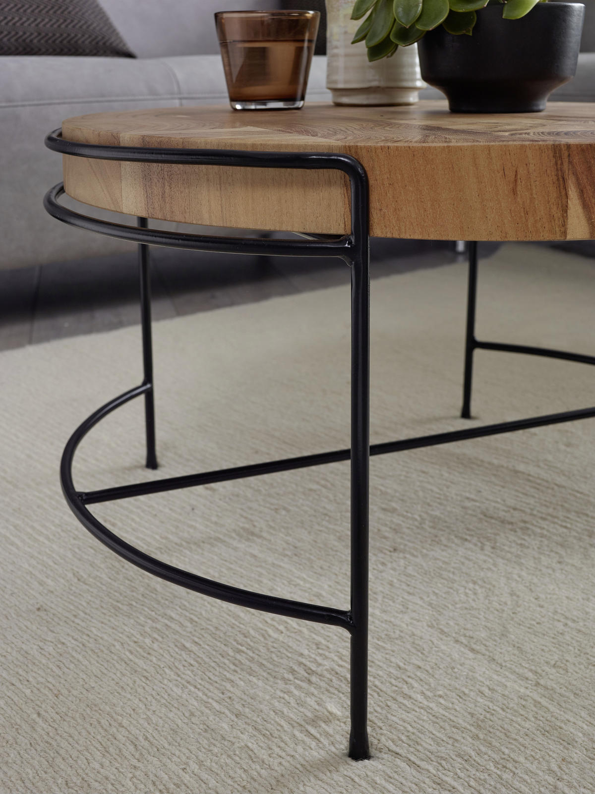 TABLE BASSE in Holz 62/62/40 cm  - noir/couleur d'acacia, Konventionell, métal/bois (62/62/40cm) - MID.YOU