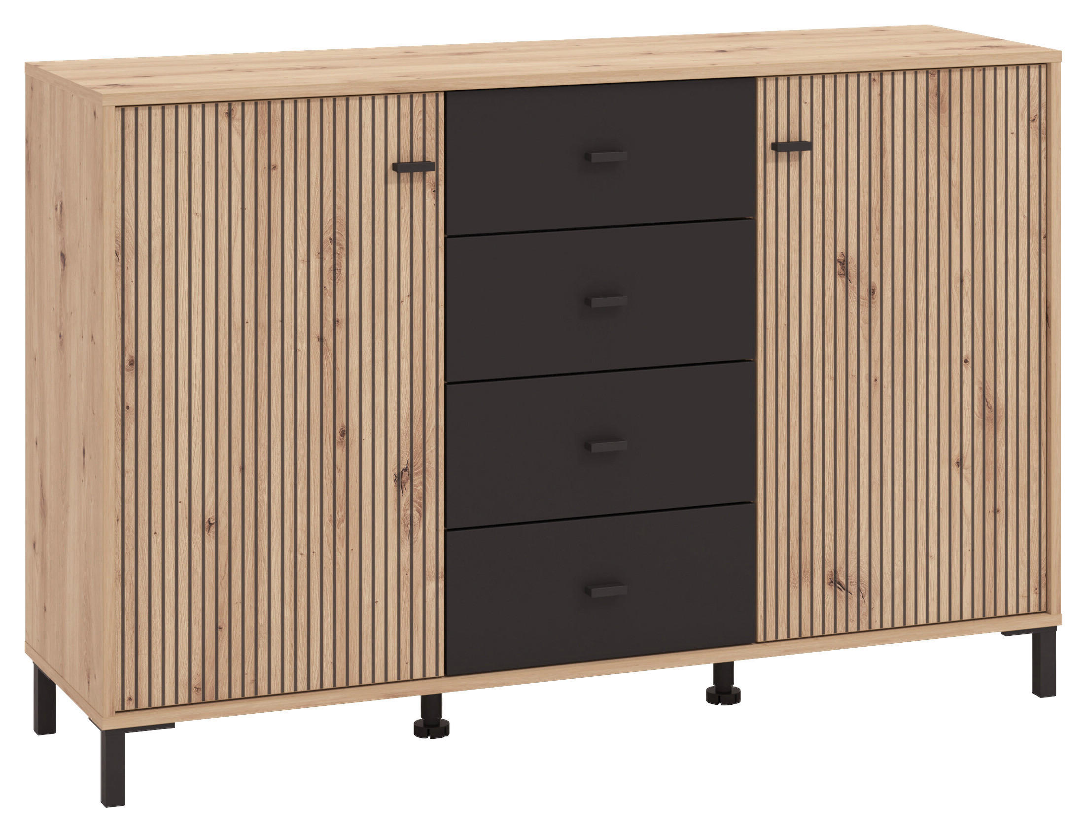 SIDEBOARD  in 138/90/40 cm  - Schwarz/Eiche Artisan, Basics, Holzwerkstoff/Kunststoff (138/90/40cm) - Carryhome