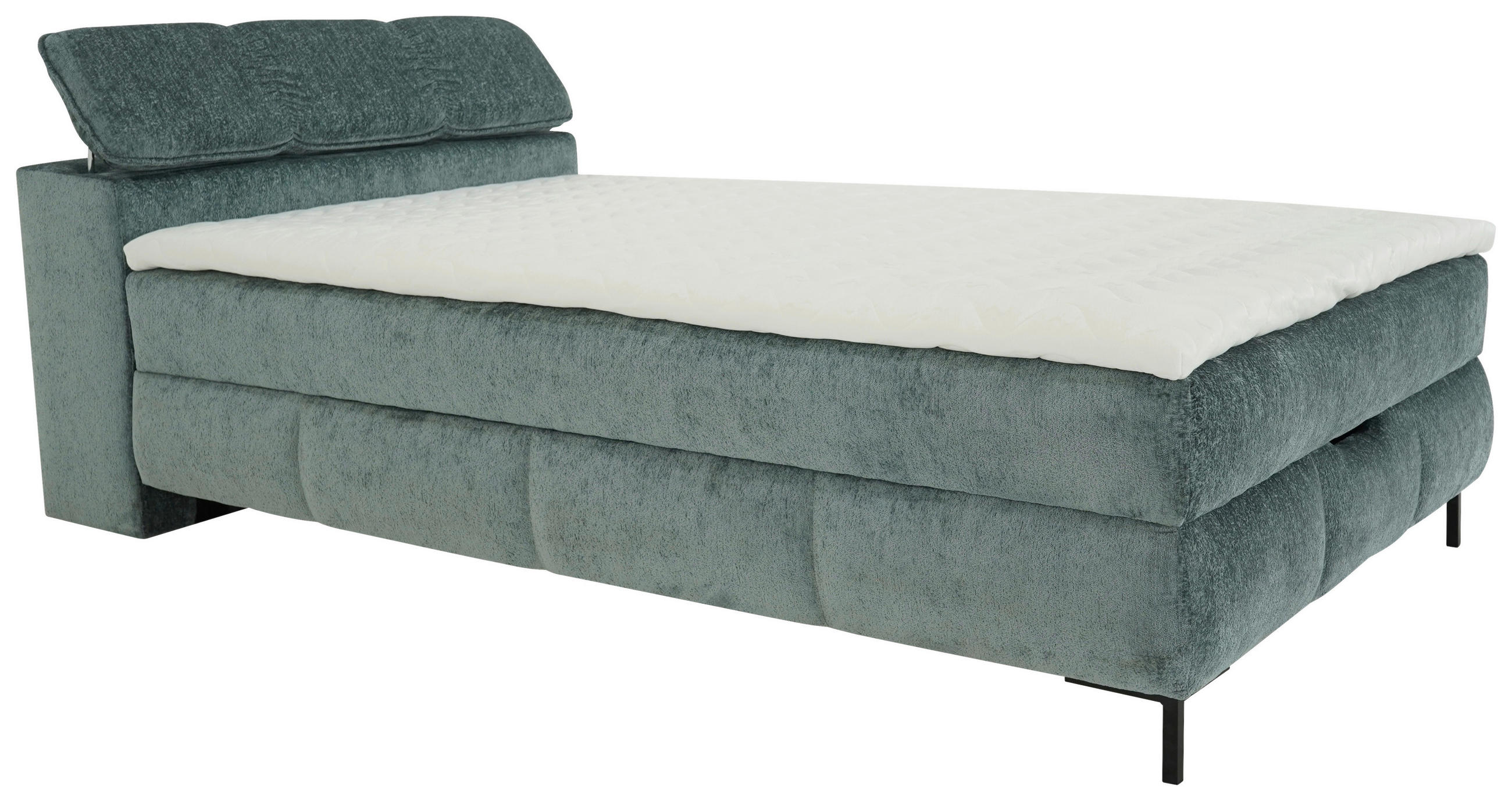 Thumbnail - Xora Boxbett, Salbeigrün, Textil, Kiefer, H3, Höhe ca. 16 cm, 120x200 cm, Bettkasten, gepolstertes Kopfteil, in verschie...