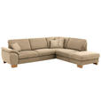 ECKSOFA in Mikrofaser Beige  - Wildeiche/Beige, Natur, Holz/Textil (286/236cm) - Voleo