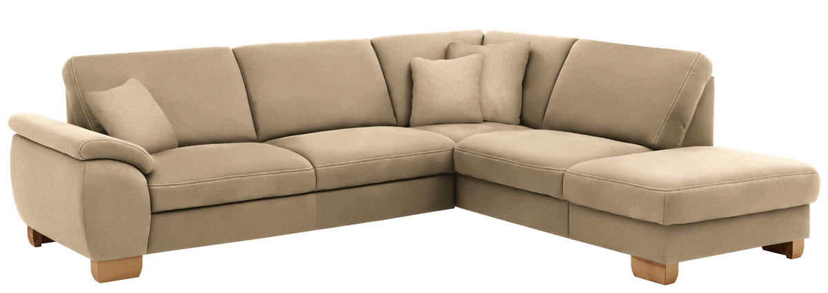 ECKSOFA in Mikrofaser Beige  - Wildeiche/Beige, Natur, Holz/Textil (286/236cm) - Voleo