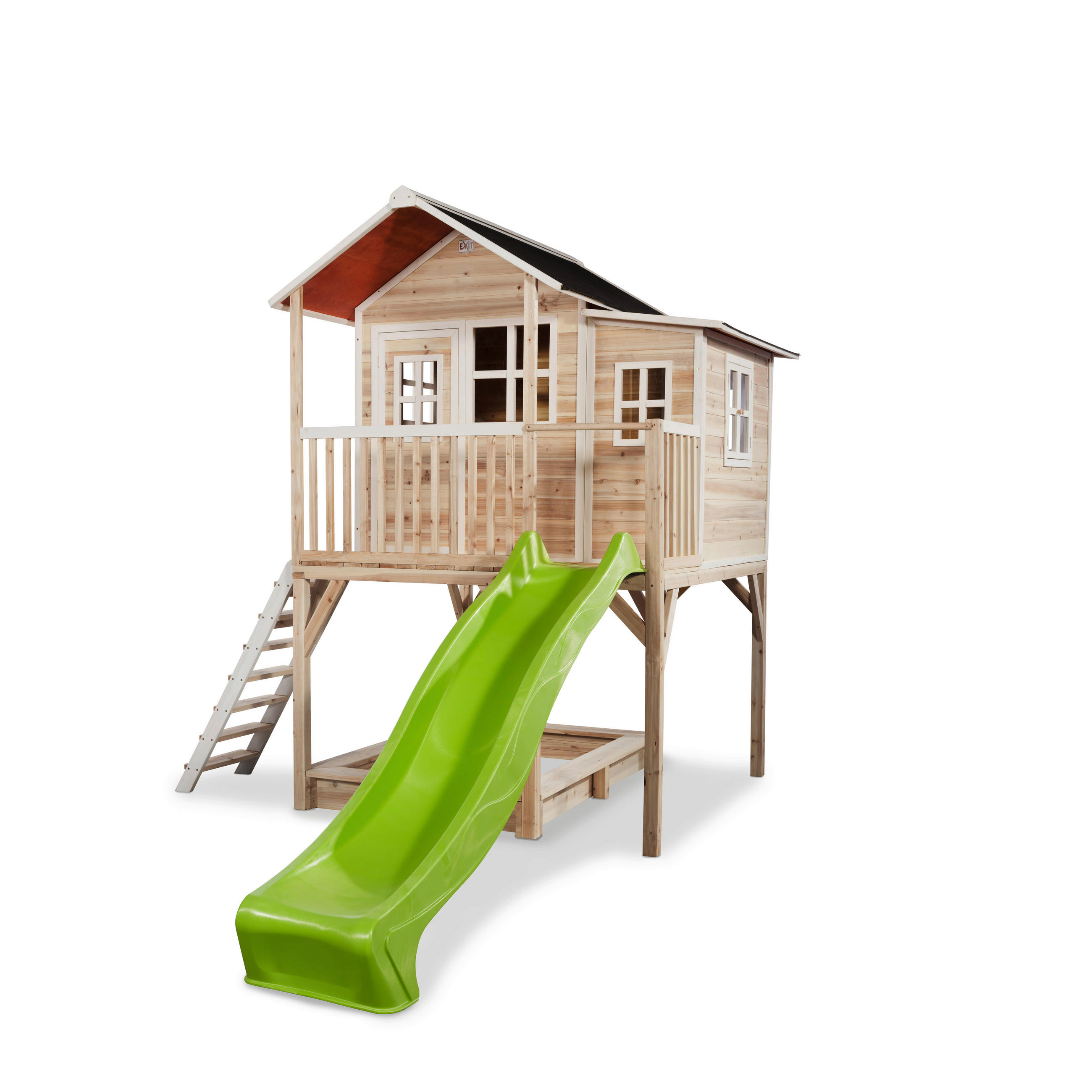SPIELTURM  - Naturfarben/Hellgrün, KONVENTIONELL, Holz (444/190/269cm) - EXIT Toys