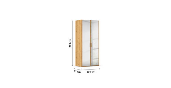DREHTÜRENSCHRANK 101/223/60 cm 2-türig Eichefarben  - Eichefarben/Silberfarben, Design, Glas/Holzwerkstoff (101/223/60cm) - Novel