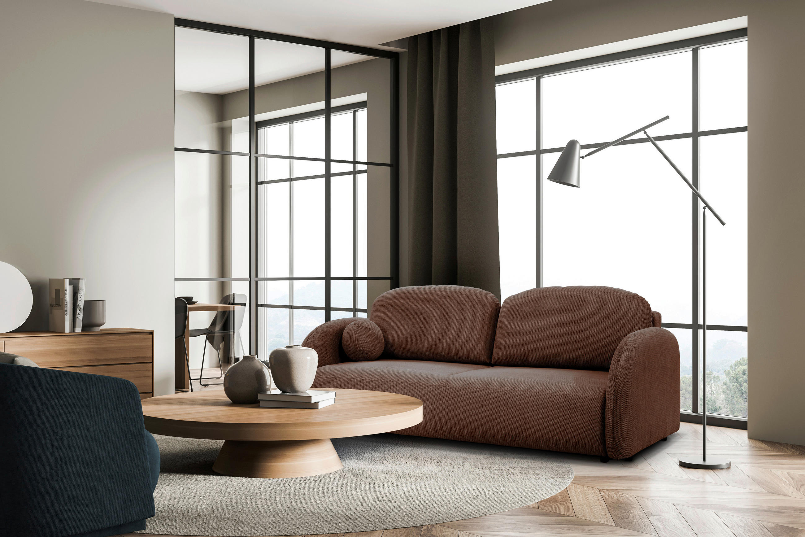 SCHLAFSOFA ROMA  mit Struktur Rot  - Rot/Schwarz, Design, Textil (230/90/105cm) - MID.YOU