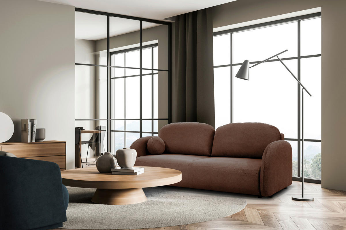 SCHLAFSOFA ROMA  mit Struktur Rot  - Rot/Schwarz, Design, Textil (230/90/105cm) - MID.YOU