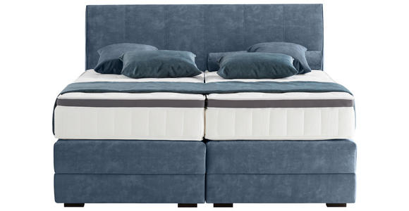 BOXSPRINGBETT 180/200 cm  in Blau  - Wengefarben/Blau, KONVENTIONELL, Holz/Textil (180/200cm) - Novel