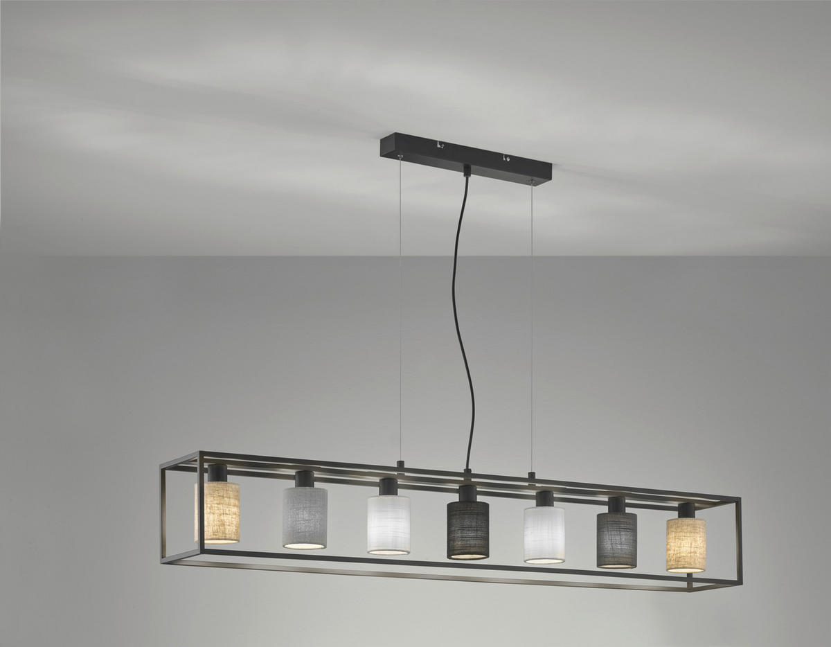 HÄNGLAMPA Isko 130/18/150 cm  - vit/sandfärgad, Design, metall/textil (130/18/150cm) - Fischer & Honsel