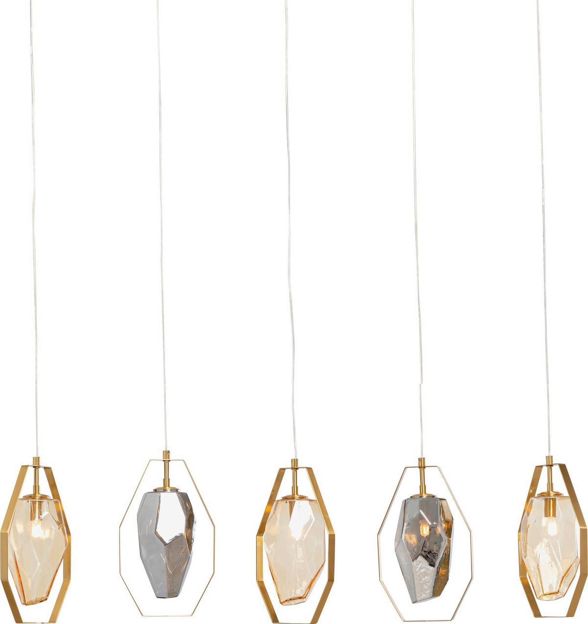 HÄNGELEUCHTE Diamond 110/130/12 cm   - MODERN, Glas/Metall (110/130/12cm) - Kare-Design