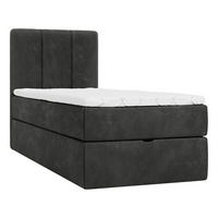BOXBETT 80/200 cm,  in Anthrazit, Matratze, gepolstertes Kopfteil, Bettkasten, Topper, H3 = fest  - Anthrazit/Schwarz, Design, Holzwerkstoff/Kunststoff (80/200cm) - Esposa