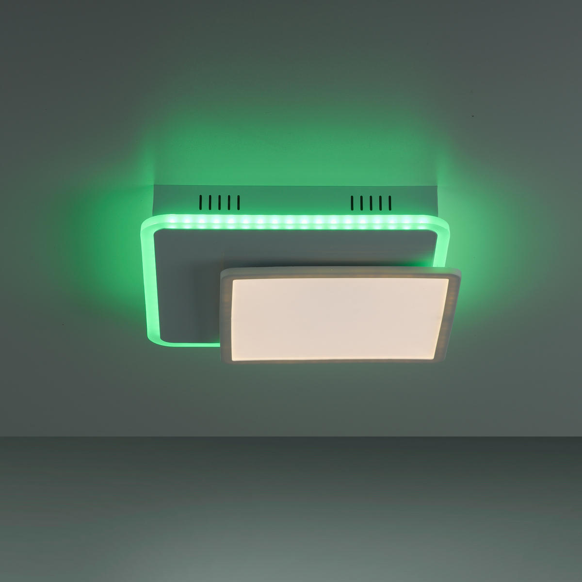 LED-Deckenleuchte 45,3/45,3/7,5 cm   - Weiß, Design, Kunststoff/Metall (45,3/45,3/7,5cm) - Globo