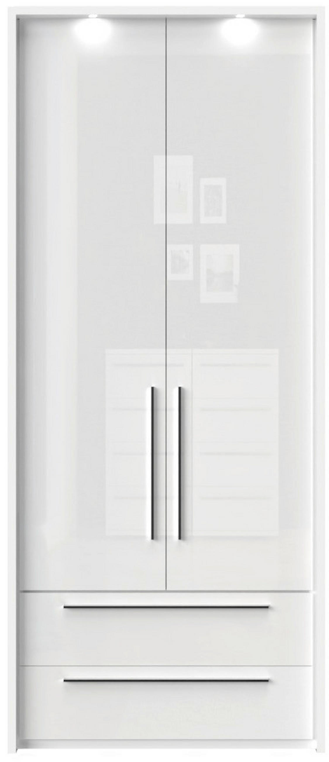 ORMAR SA KLASIČNIM VRATIMA bela, bela visoki sjaj  97/226/60 cm  - bela visoki sjaj/bela, Dizajnerski, pločasti materijal/plastika (97/226/60cm)