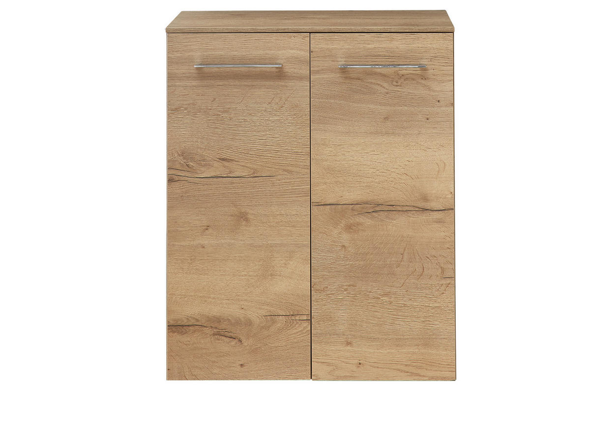 MIDISCHRANK 60/73/41,7 cm  - Chromfarben/Eichefarben, KONVENTIONELL, Glas/Holzwerkstoff (60/73/41,7cm) - Sadena