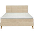 BOXSPRINGBETT 160/200 cm  in Beige  - Eichefarben/Beige, KONVENTIONELL, Holz/Textil (160/200cm) - Carryhome