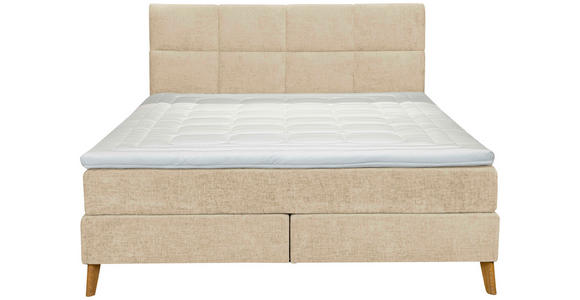 BOXSPRINGBETT 180/200 cm in Beige - Eichefarben/Beige, KONVENTIONELL, Holz/Textil (180/200cm) - Carryhome