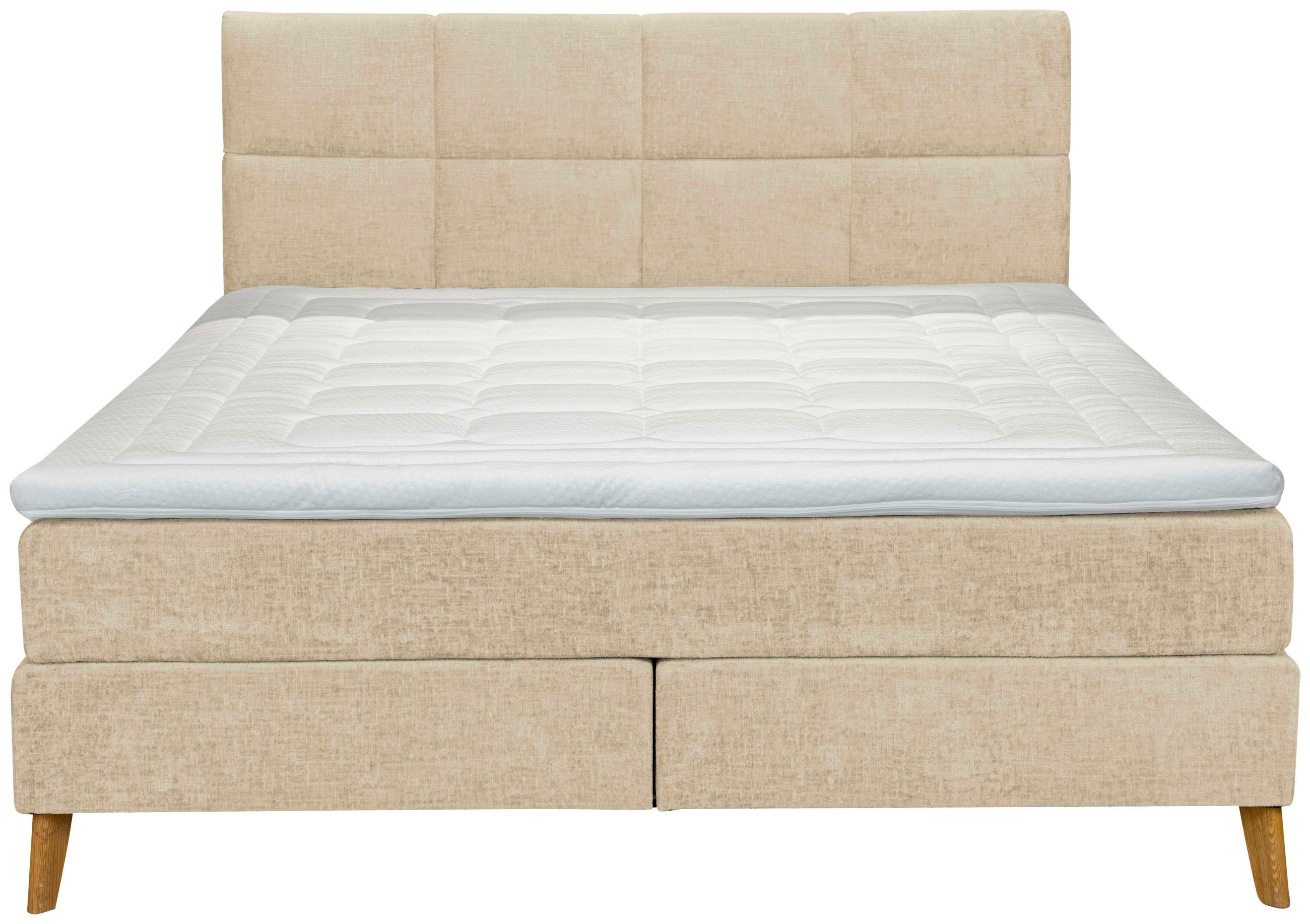 BOXSPRINGBETT 180/200 cm  in Beige  - Eichefarben/Beige, KONVENTIONELL, Holz/Textil (180/200cm) - Carryhome