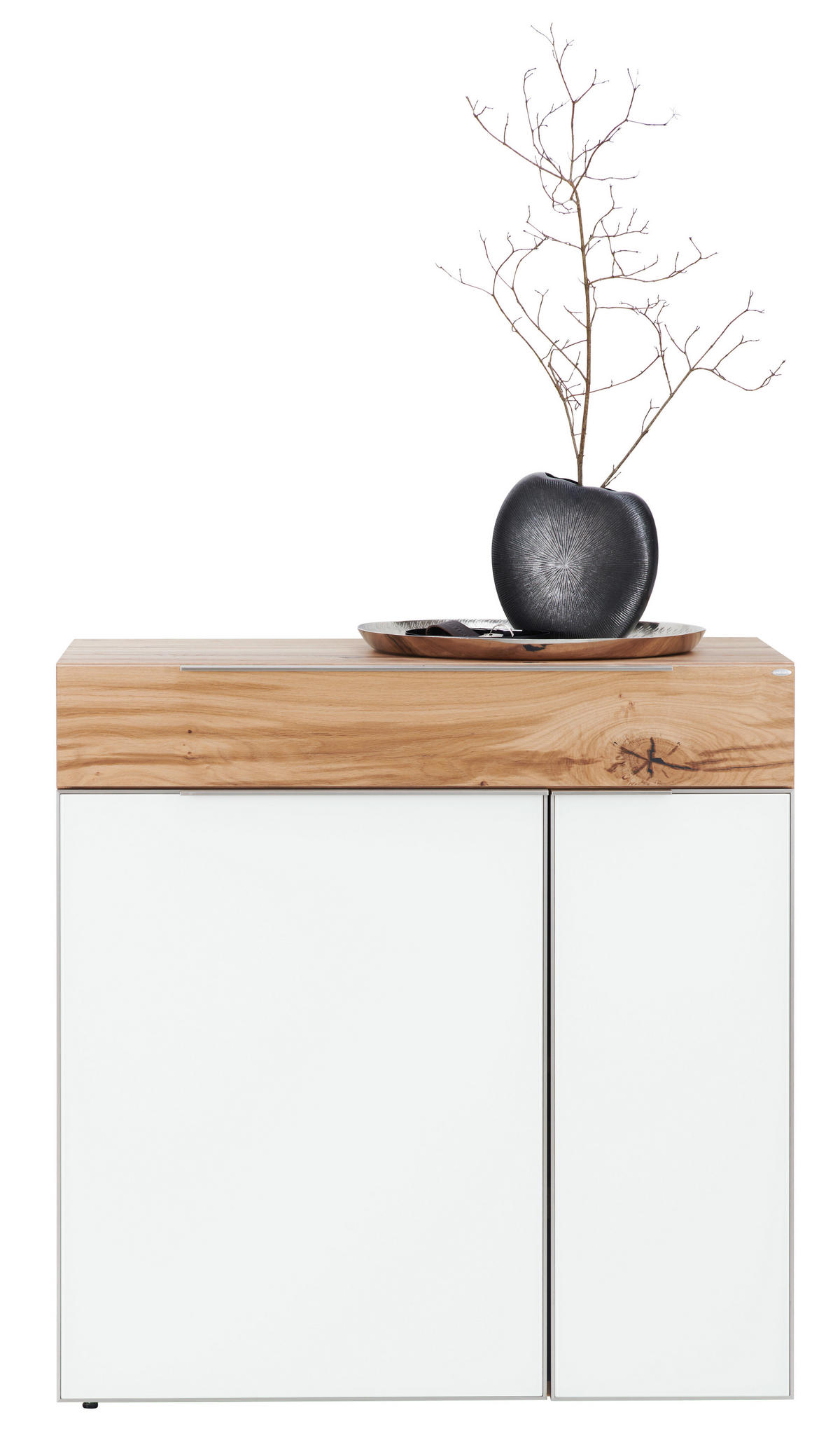 SCHUHSCHRANK  in 96/98/42,5 cm  - Eichefarben/Silberfarben, Natur, Glas/Holz (96/98/42,5cm) - Voglauer