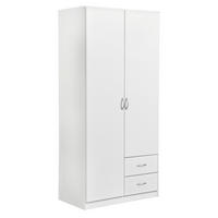 KLEIDERSCHRANK in Weiss  - Weiss/Silberfarben, Design, Holzwerkstoff/Kunststoff (91/197/54cm) - Boxxx