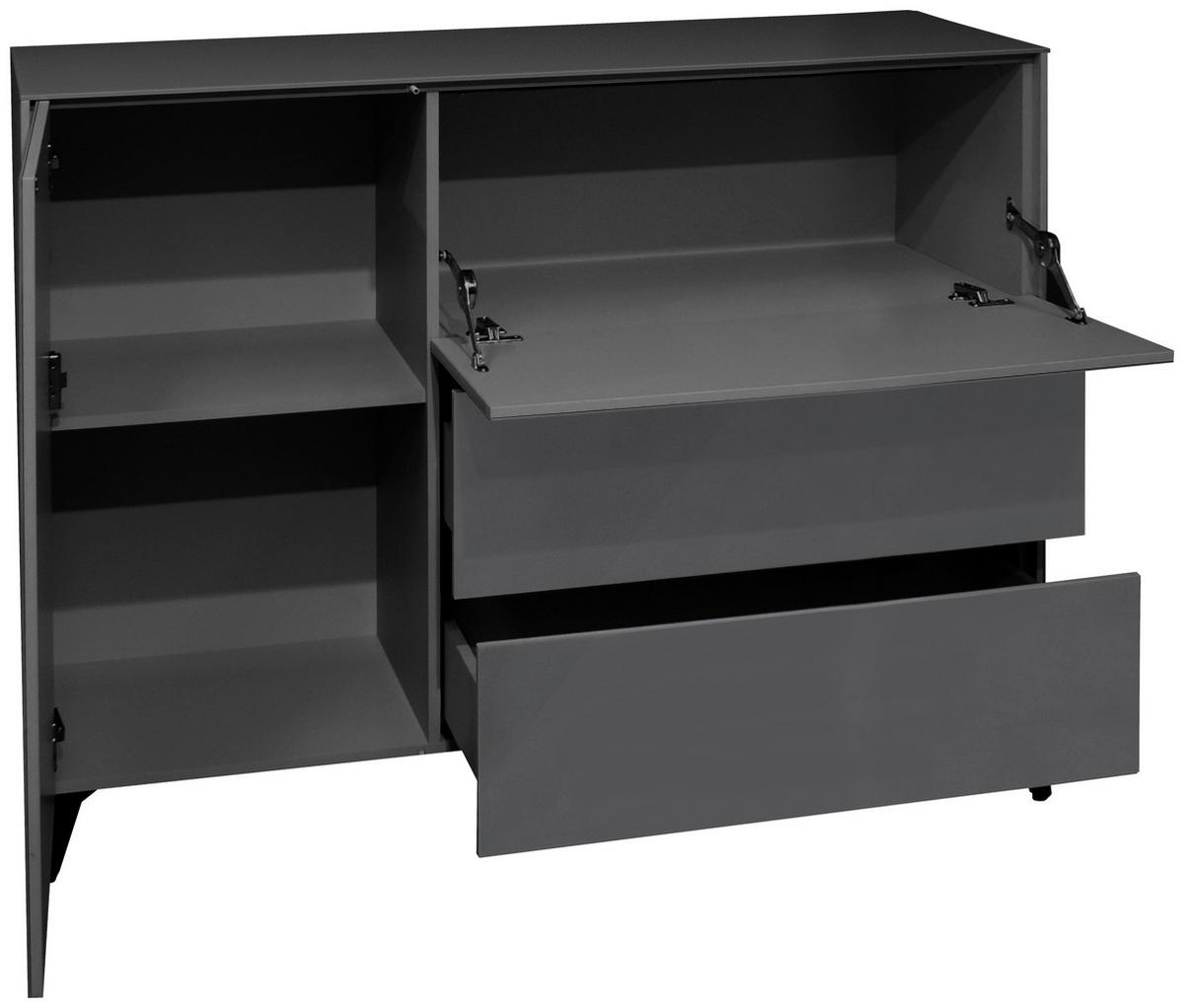 SIDEBOARD Imola  in 131/89/42 cm  - Anthrazit/Schwarz, Design, Glas/Holzwerkstoff (131/89/42cm) - Novel