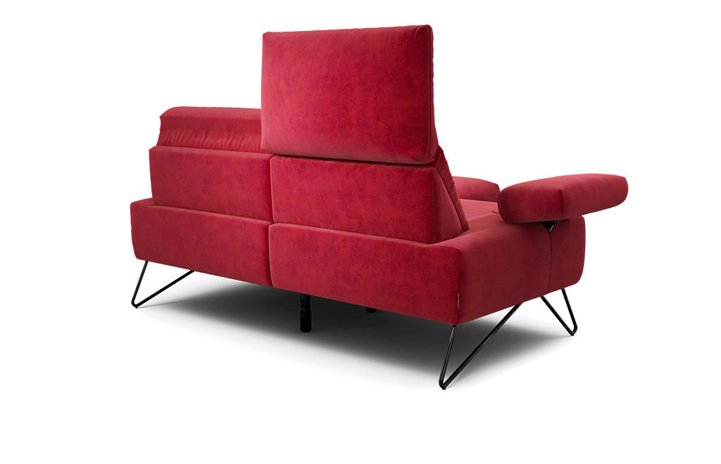 2-SITZER-SOFA Samt Rot  - Rot/Schwarz, Design, Textil/Metall (164-194/85/86-94cm) - SENSOO