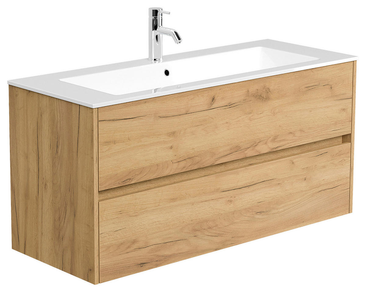 WASCHTISCHKOMBI  - Eichefarben/Weiß, MODERN, Holzwerkstoff/Stein (120/58,5/46,6cm) - MID.YOU