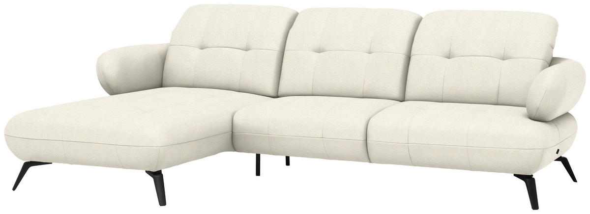 ECKSOFA Flachgewebe Naturfarben  - Schwarz/Naturfarben, Modern, Textil/Metall (180/282cm) - Novel