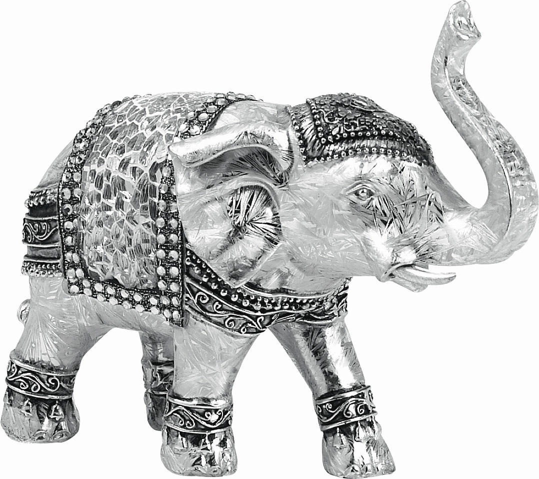 ELEFANT DECORATIV - argintiu/alb, Lifestyle, plastic (15/6,5/12,5cm) - Ambia Home