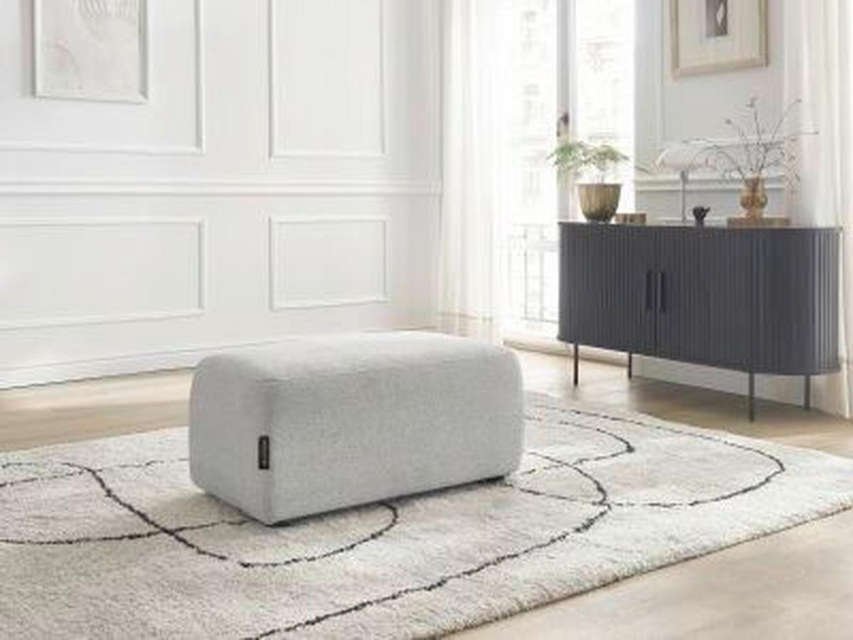 HOCKER ATILLA Flachgewebe Hellgrau  - Hellgrau/Schwarz, MODERN, Kunststoff/Textil (92/44/48cm)