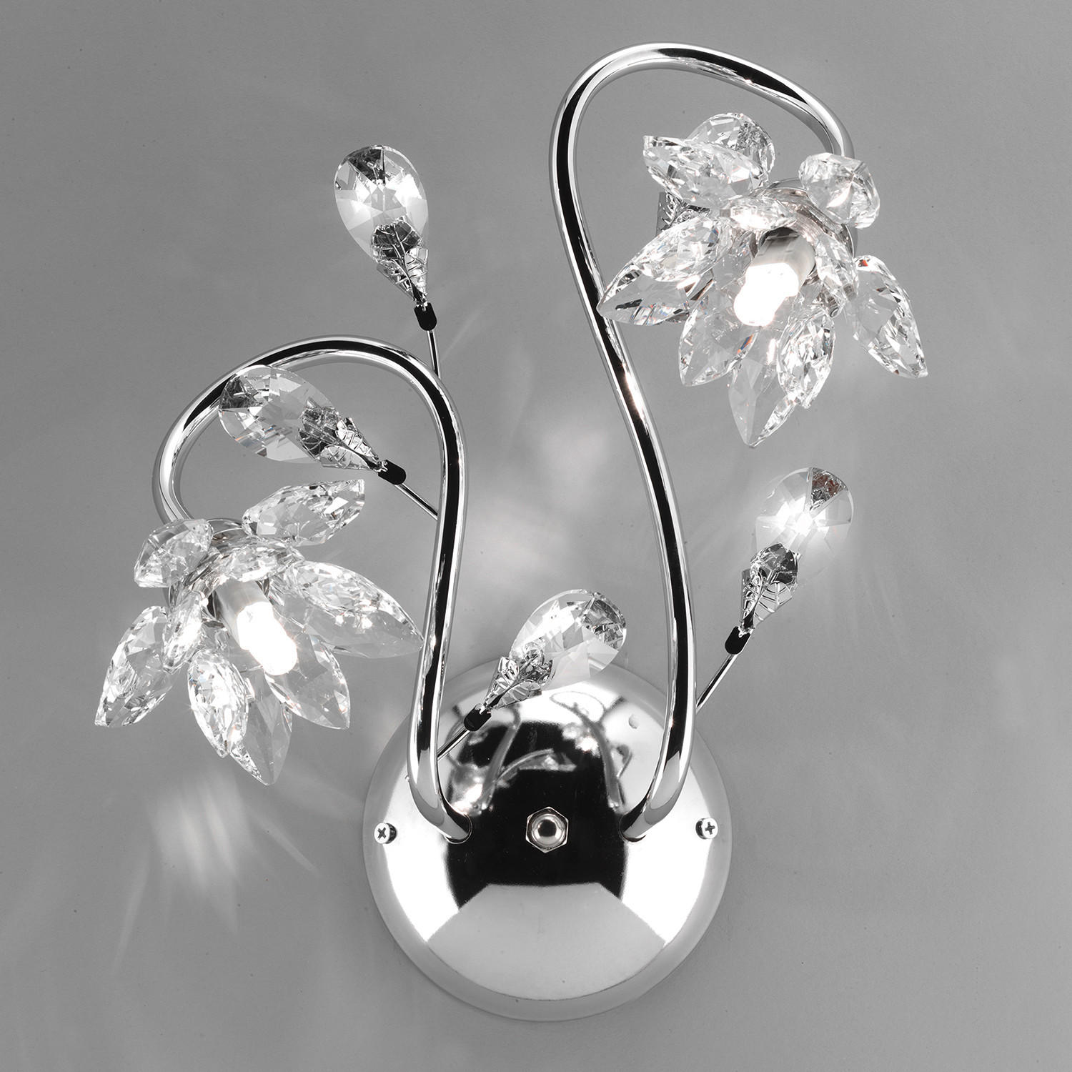 WANDLEUCHTE 25/35 cm   - Chromfarben, KONVENTIONELL, Glas/Metall (25/35cm)