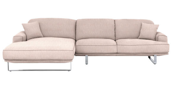 ECKSOFA Lesina in Webstoff Rosa  184/304 cm  - Rosa, Design, Textil/Metall (184/304cm) - Dieter Knoll