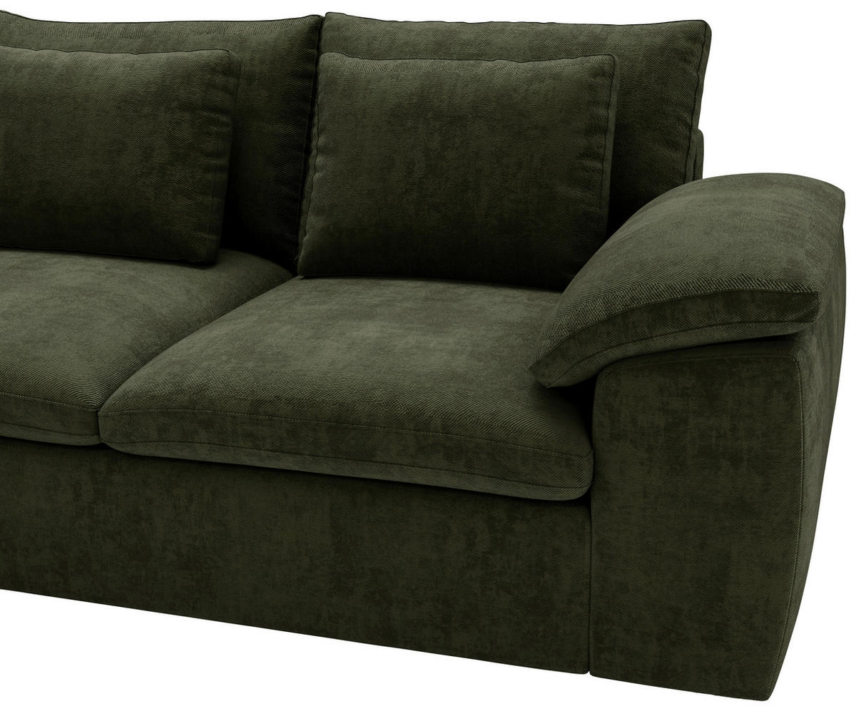 ECKSOFA Chenille Grün  - Schwarz/Grau, Design, Kunststoff/Textil (216/289cm) - Livetastic